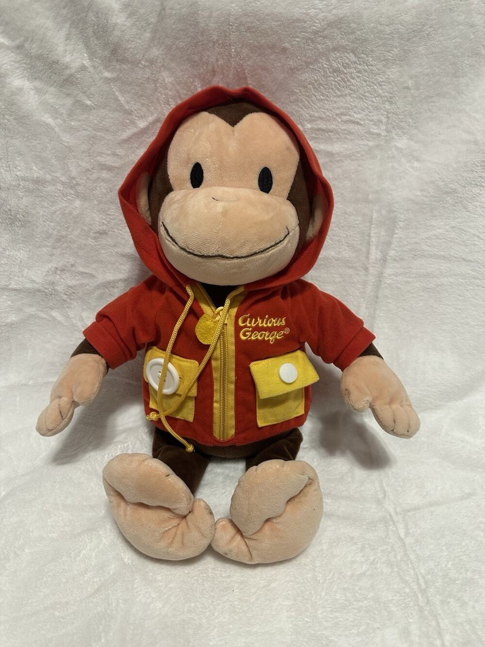 KIDS PREFERRED Curious George Learn to Dress Monkey Stuffed Animal Plush Toy 16"